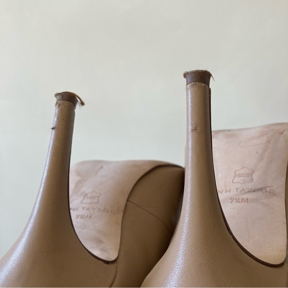 Ann Taylor | Mae Nude Leather Pointed Toe Stiletto Pumps - Picture 5 of 8